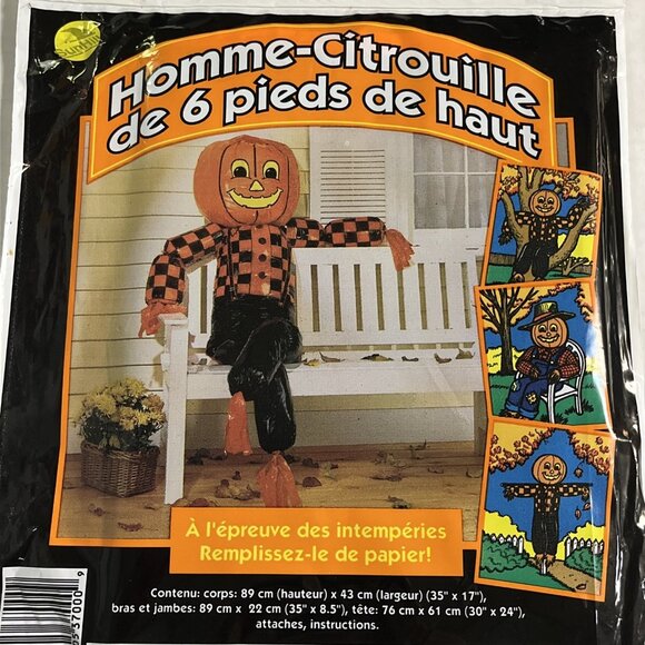 Vintage Sunhill Stuffed Pumpkin Man 1997 Weatherproof Plastic Sealed Halloween‎ - Picture 6 of 6
